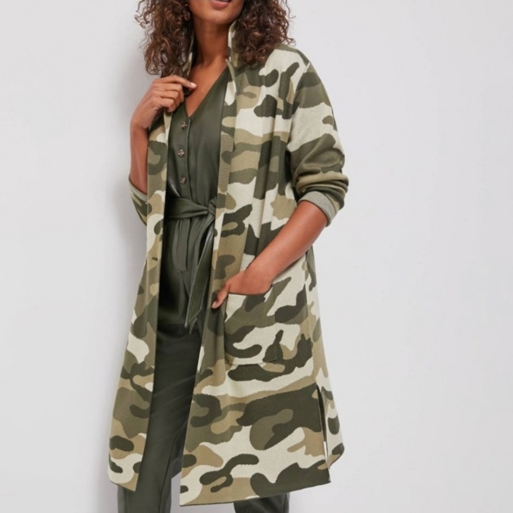EUC Maeve by Anthropologie Kieran Camo Knit Long Cardigan Duster Sweater Medium